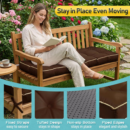 Outdoor Bench Cushion, Tufted Patio Seat Pad for Garden Bench, Porch Swing, Indoor/Outoor Furniture (Blue, 48X18X4 inch)