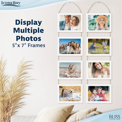 Icona Bay - 4x6 Wall Hanging Picture Frames Collage with 8 Openings - Distressed White, 2 Pack - Casual Style Engineered Wood Frames - Wall Mount Only - Bliss Collection