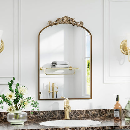 Dewfig Arched Full Length Mirror, 76"x34" Large Floor Mirror, Full Body Mirrors for Leaning or Hanging, Standing Mirrors for Bedroom, Living Room,Dressing Room, Aluminum Alloy Frame, Black