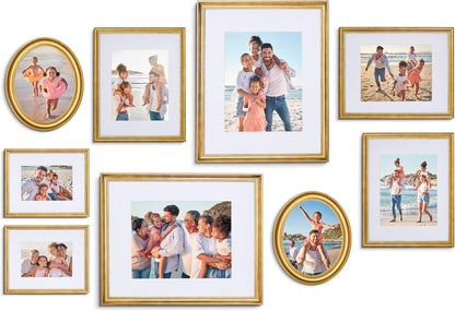 Camden Reed Mixed Gallery Wall Frame Set, (2) 16x20 Inch, (1) 11x14 Inch, and (2) 8x10 Inch, 9 Piece, Brass