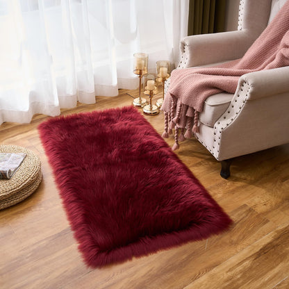 EasyJoy Ultra Soft Fluffy/Fuzzy Shaggy Area Rug Faux Fur Chair Cover Seat Pad for Bedroom Floor Sofa Living Room (2 x 6 ft Sheepskin, Beige)