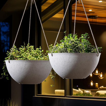 LA JOLIE MUSE Large Hanging Planters - 13 Inch Flower Pots Outdoor Indoor, Hanging Garden Planters Set of 2, New Iron Color