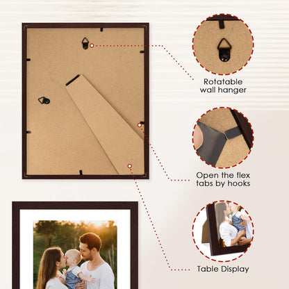 FIXSMITH 10 Pack Picture Frames Collage Wall Decor for Mounting or Tabletop Display, Gallery Wall Frame Set with Two 8x10 Black Frames, Four 5x7 Frames and Four 4x6 Frames, Multi-Pack Photo Frame Set