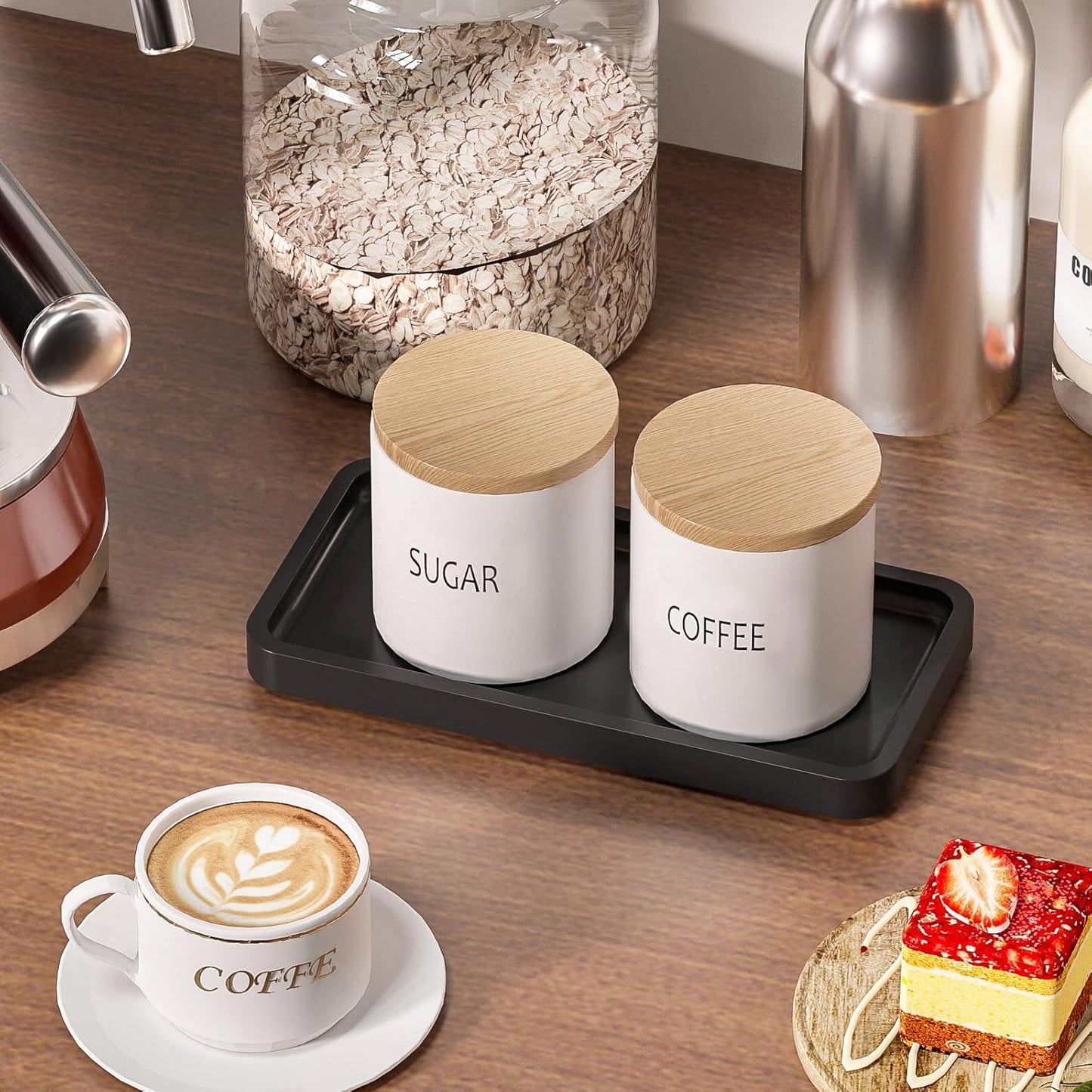 Bathroom Vanity Tray for Countertop - Bamboo Organizer Tray for Dresser Tops, Toilet, Perfume Small Decorative Tray Wood Tray for Home Decoration 11.81” L x 6.1” W x 0.79” H Black