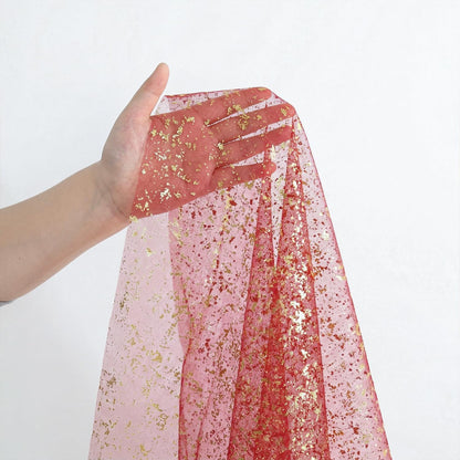 Artoid Mode Beige Gold Gauze Table Runner 120 Inch 10FT, Glitter Metallic Foil Sheer Dining Wedding Anniversary Holiday Birthday Table Decor for Home Party