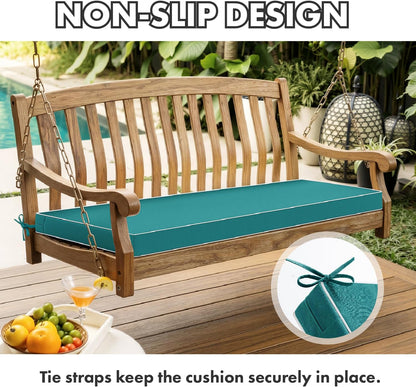 MIULEE Black Outdoor Bench Cushion 48x18x3 Inch Waterproof 3-Year Color Fastness Patio Furniture Cushions for Porch Swing, Garden Bench Sofa Couch with Adjustable Ties No Slip Design