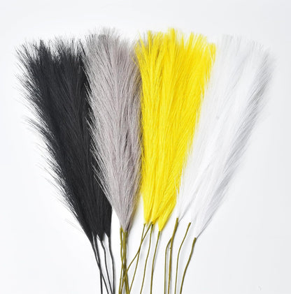 LSKYTOP Orange Pampas Grass Decor,23Inch 12pcs Faux Pampas Grass Bouquets Artificial Pampas Fake Pampas Flower for Home Living Room Bedroom Vase Decor