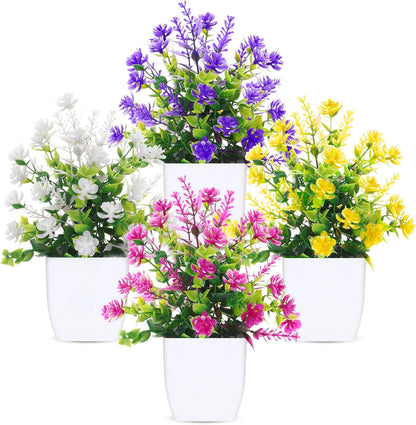 CEWOR Fake Plants 2 Pack Mini Potted Plants Bathroom Accessories Small Artificial Greenery Decorations for Bathroom Office Home Room Kitchen Table Indoor