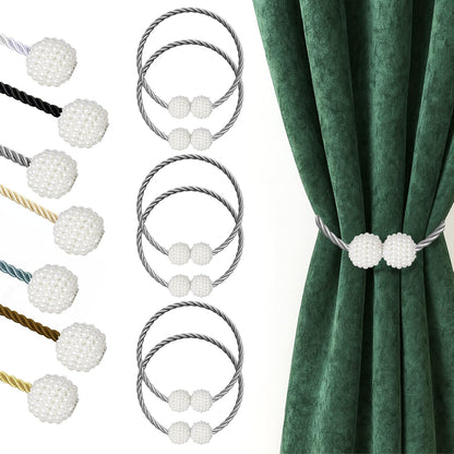 Hion Magnetic Curtain Tiebacks Black 2pcs, Curtain Tiebacks Buckles Holdbacks Holders Hooks Clip for Home Outdoor Bedroom Office Decorative Curtain