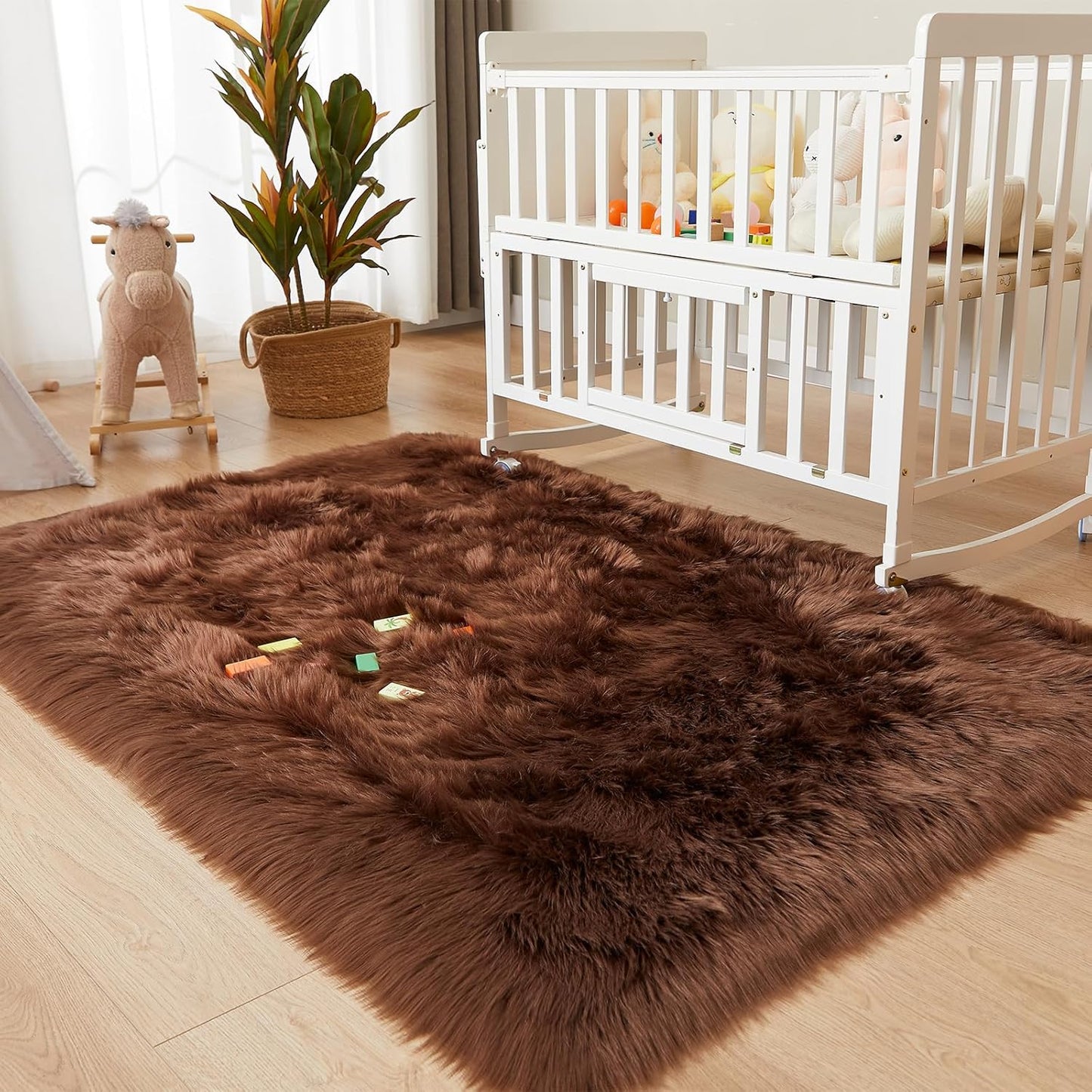 EasyJoy Ultra Soft Fluffy/Fuzzy Shaggy Area Rug Faux Fur Chair Cover Seat Pad for Bedroom Floor Sofa Living Room (2 x 6 ft Sheepskin, Beige)