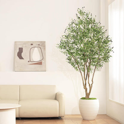 LYERSE Faux Olive Tree 7ft - Artificial Olive Tree Indoor with Large Branches and Realistic Fruits - Fake Olive Tree with Sturdy Base for Modern Home Office House Decor