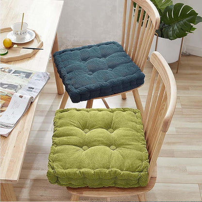 2 Pack Large Square and Round Floor Cushions for Adults Meditation Floor Pillow Green Corduroy Floor Seat Pillows Cushion for Living Room Balcony Tatami Yoga,18x18 Inch