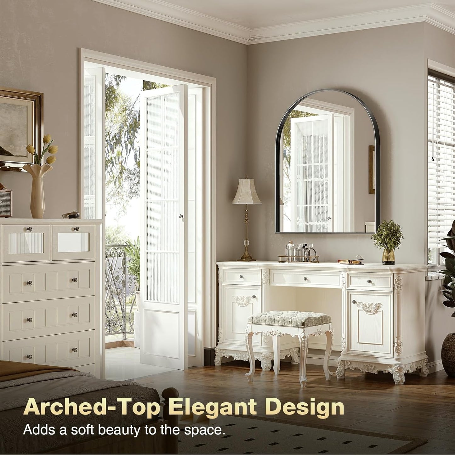 Brightify Arched Mirror, Arched Wall Mirror, 24 x 32 Inch Silver Arch Mirror, Metal Frame Silver Bathroom Mirror, Arched Top Bathroom Vanity Mirror for Living Room Bedroom Mantel Entryway Hallways