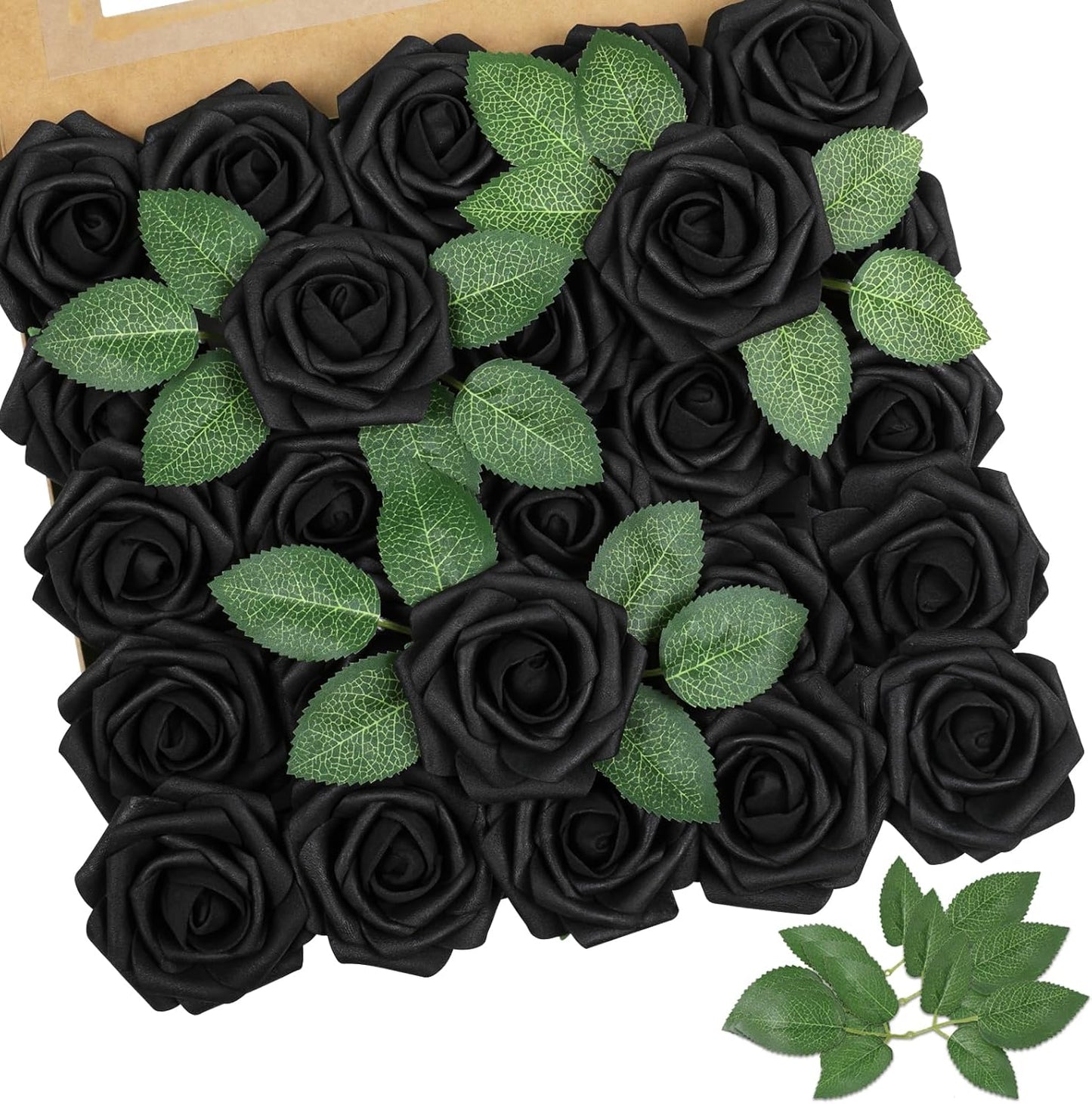 AmyHomie Artificial Flowers Dark Red Rose 25pcs Real Looking Fake Roses w/Stem for DIY Wedding Bouquets Centerpieces Arrangements Party Baby Shower Mothers Day Christmas Tree Decorations