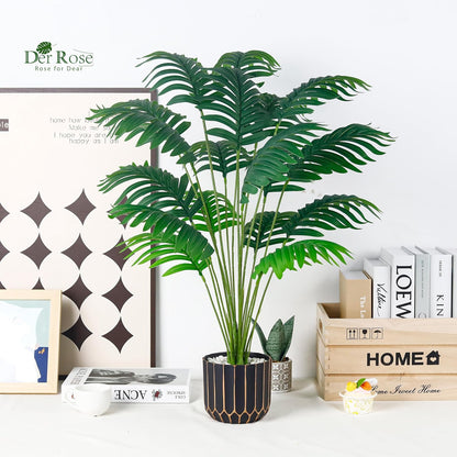Der Rose 28'' Fake Plants Tall Artificial Monstera Faux Plants Indoor Outdoor Tree for Living Room Home House Decor