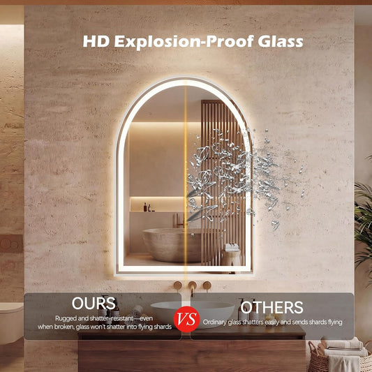 Sweetcrispy 20"x30" Arched Gold Bathroom Mirrors for Wall, Bathroom Mirrors for Over Sink, Metal Framed with HD Shatter-Proof Glass for Entryway, Living Room, Bedroom