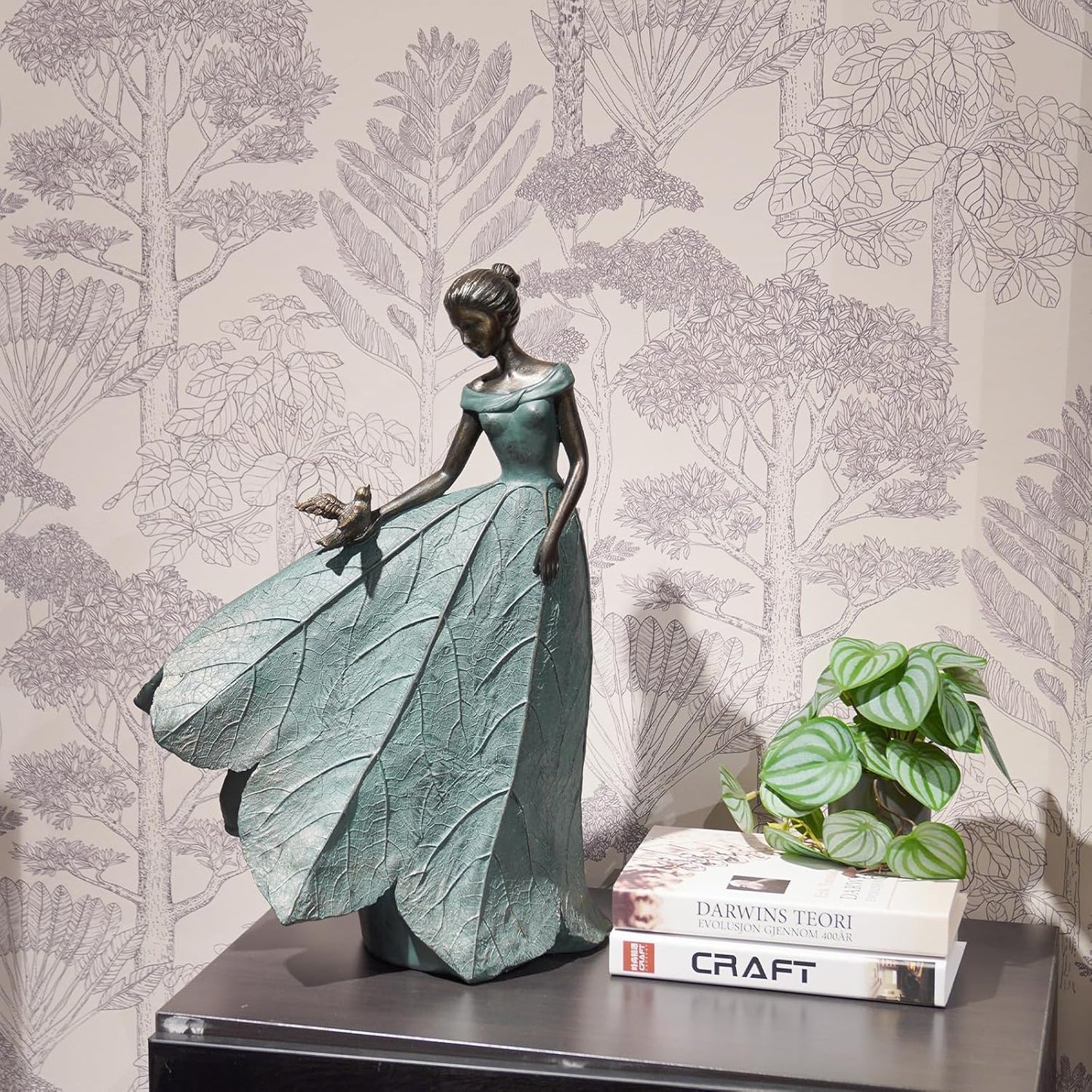Guichifun Fairy Statue Collection Home Decoration - Leaf Angel Girls Resin Modern Table Decor for Living Room Office Sculpture Decor for Women Indoor Rustic Figurines Gift 5 x 3 x 7.5 Inch
