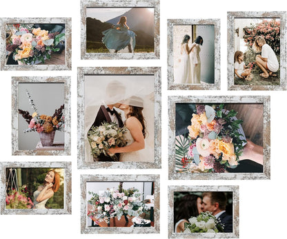 LUCKYLIFE Picture Frames Collage Wall Decor 10-Pack, Gallery Wall Frame Set with 8x10 5x7 4x6 Frames in 3 Different Finishes