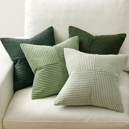 MIULEE Teal Orange Decorative Throw Pillow Covers 18x18 Inch Set of 4 Boho Corduroy Striped Cushion Cases Modern Farmhouse Patchwork Pillow Cases for Couch Sofa Bedroom Home Decor