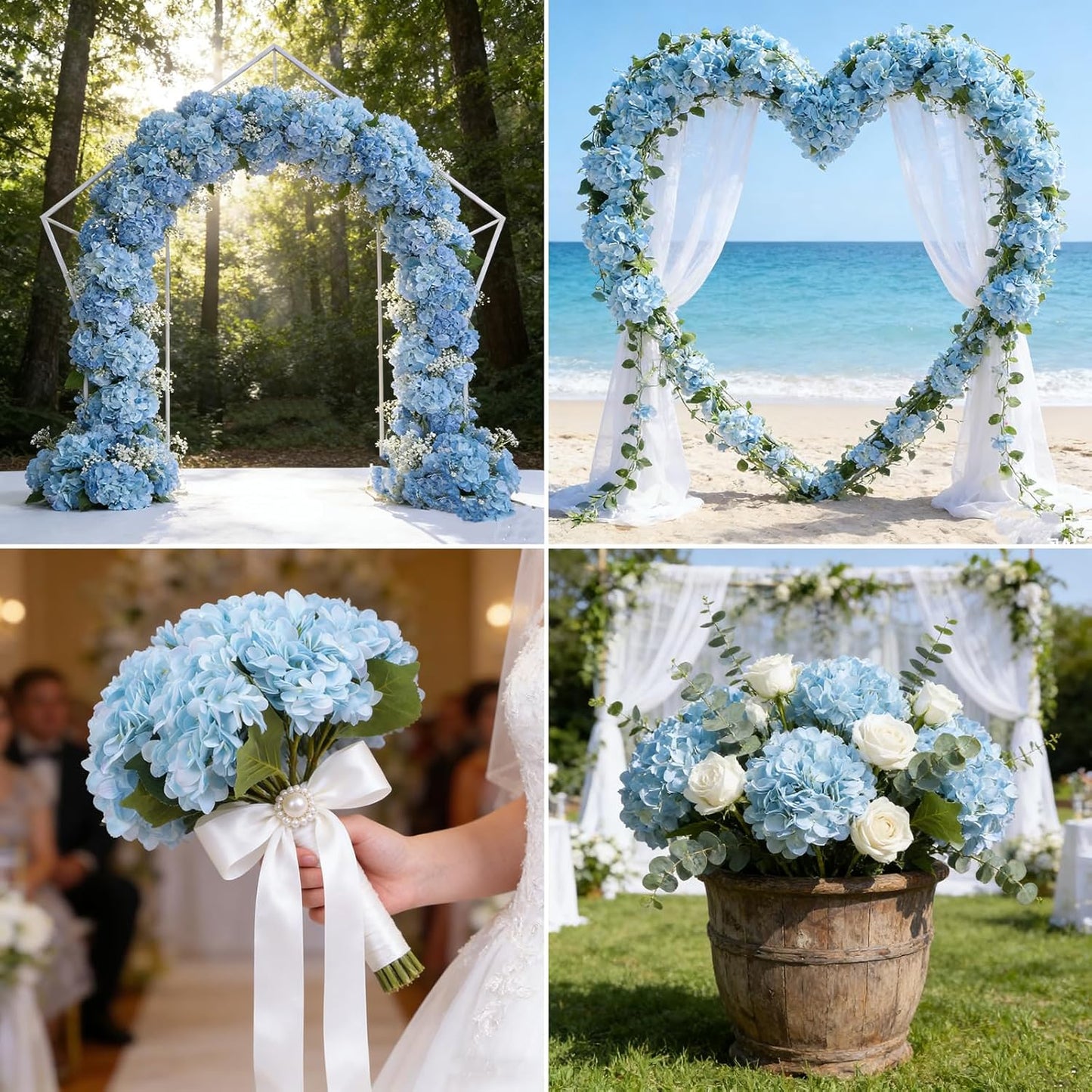 Kimura's Cabin 6pcs White Hydrangea Artificial Flowers Silk Fake Hydrangeas Faux Hydrangea Flowers with Stems for Wedding Bouquets Arrangement Home Table Centerpieces Baby Shower Party Decoration