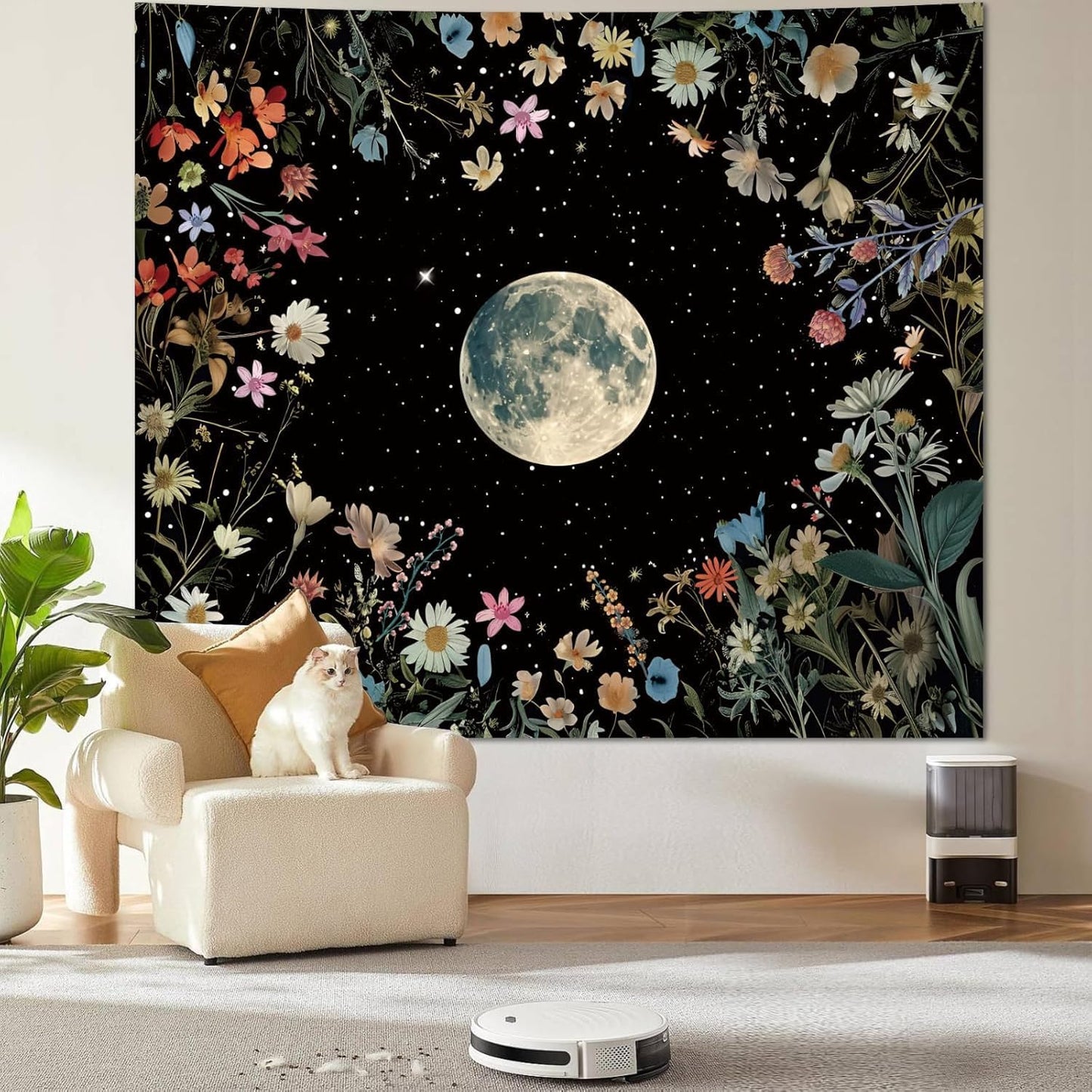 Apdidl Forest Galaxy Starry Tapestry for Bedroom Ceiling, Blue Space Night Starry Sky Moon Stars Tapestry Aesthetic, Tree Forest Milky Way Backdrop Wall Hanging for Dorm Living Room Decor (51" X 60")