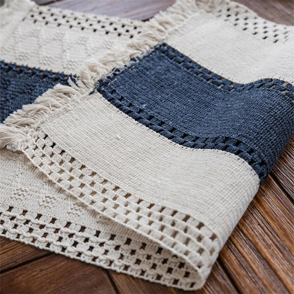 Macrame Table Runner Cream Beige Boho Table Runners with Tassels Hand Woven Cotton Table Runner Rustic Farmhouse Table Runners for Bohemian Kitchen Dining Table(12x71in)