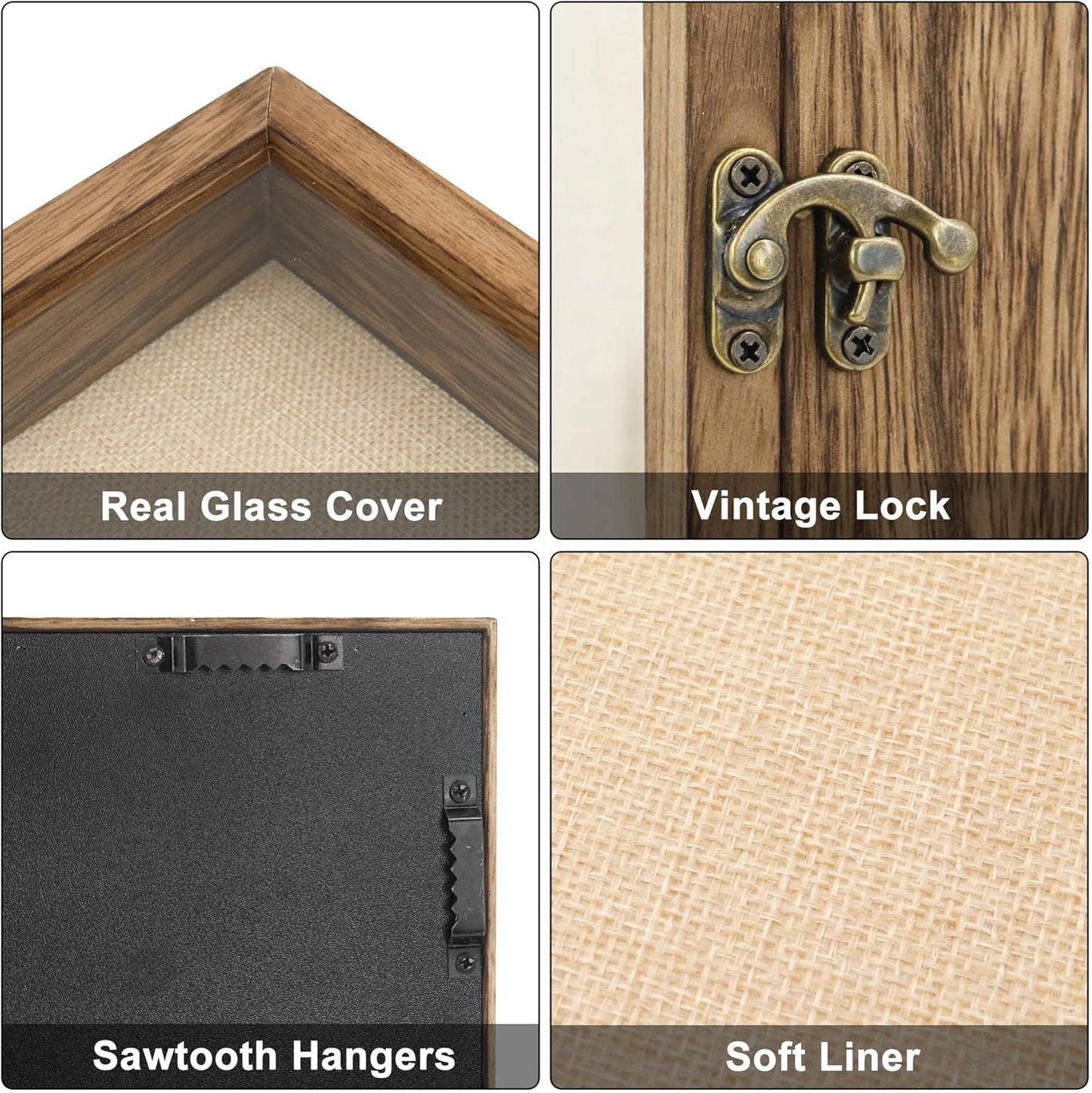 GraduatePro Shadow Box Frame 11x14 Display Case with Linen Back, Real Glass Window Door with Hinge, Picture Frame Wedding Bouquet Memorabilia Medals Photos Memory Box for Keepsakes, Carbonized Black