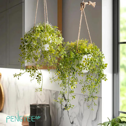 3 Packs Fake Hanging Plants with Black Pots, 20" Artificial Hanging Plants for Wall Decor, Fake Fern Plants Mandala Vine for Home Bathroom Bedroom Kitchen Office Room Decor