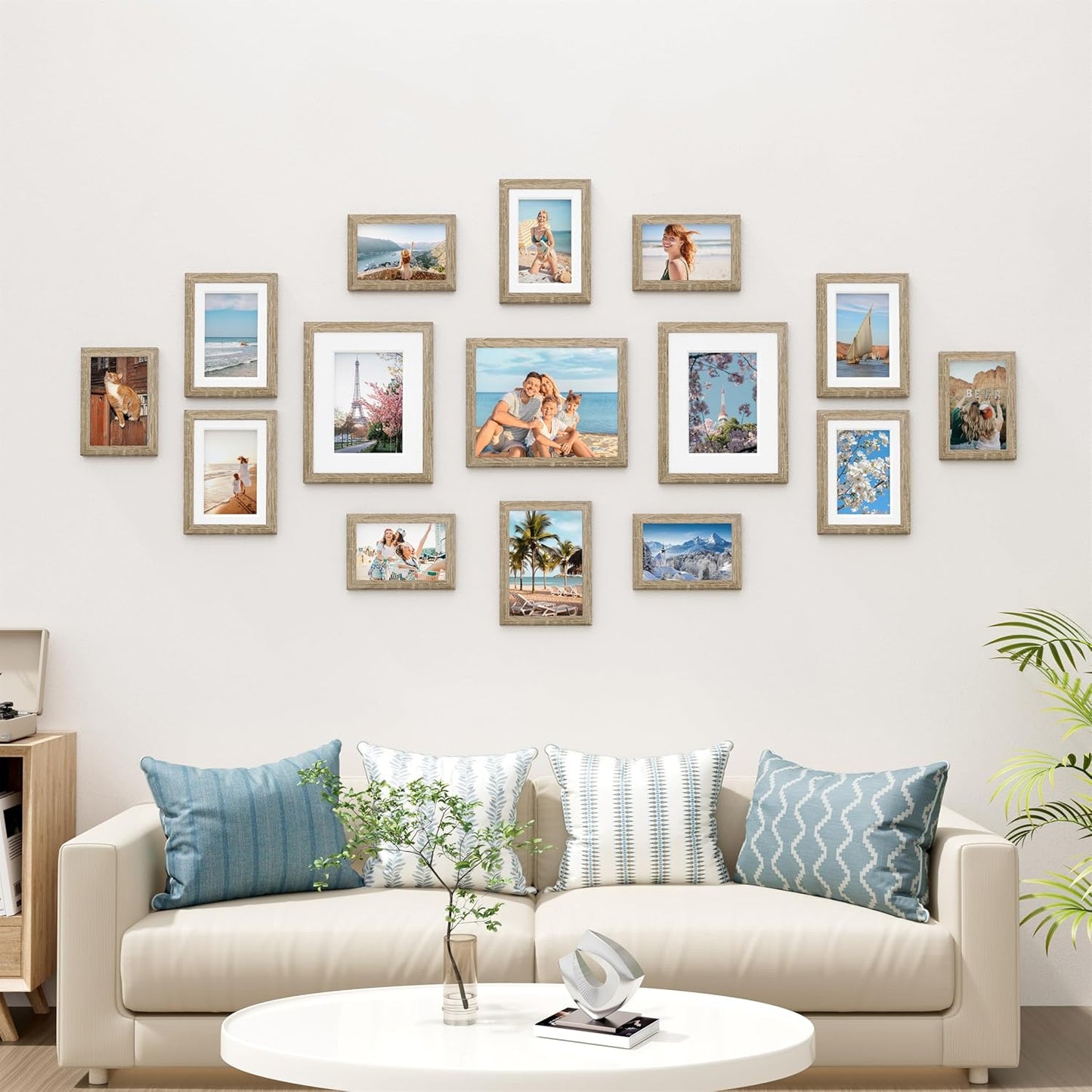 Vittanly 15 Pack Picture Frames Collage Wall Decor for Mounting or Tabletop Display, Gallery Frame Set for Family, Multi Sizes Including 3pcs 8x10, 6pcs 5x7, 6pcs 4x6, Black