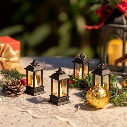Black Lanterns Decorative Indoor: 24 Pcs Starlight Mini LED Lantern for Centerpiece Table Decorations Halloween Christmas Wedding Party Camping Decor