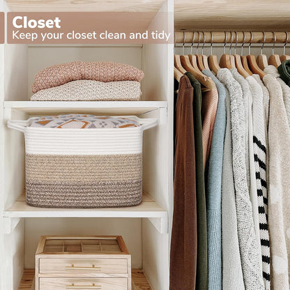 Goodpick Cube Storage Bins - Towel, Book, Cloth, Shoes, Closet Shelf Woven Baskets for Office, Baby Laundry, Toys, 13''x10''x9''