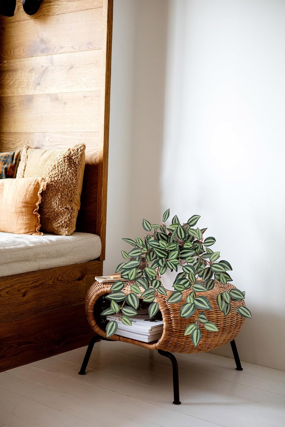 Briful Artificial Plants Indoor Fake Potted Silk Plants Faux Watermelon Peperomia Draping Plant for Home Office Bathroom Shelf Cabinet Tabletop Decoration(Green - 1 Pack)