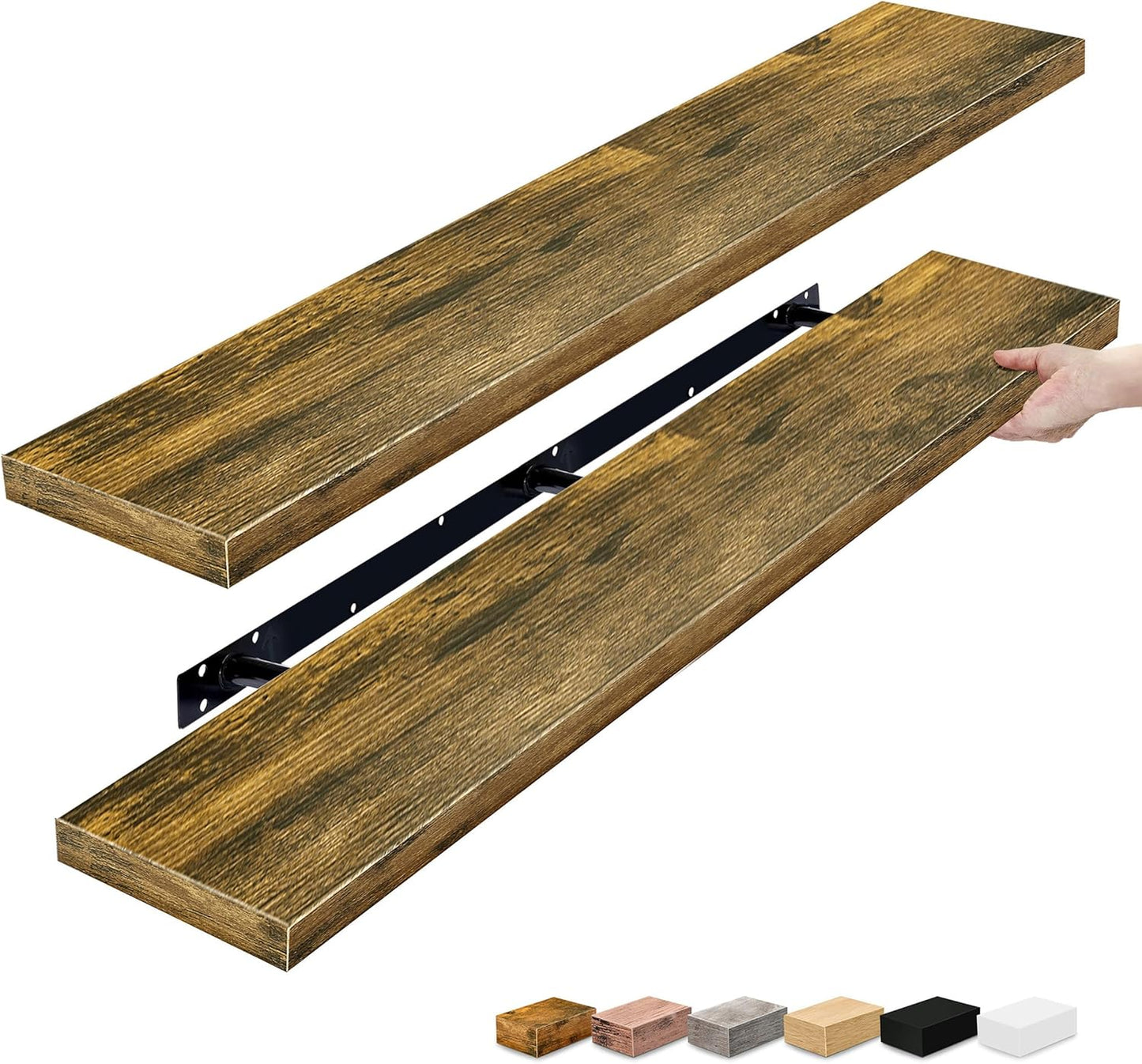Sorbus Floating Shelves for Wall - 48 Inch Long Bathroom Shelves, Wall Decor for Bedroom, Kitchen, Living Room & Book Storage - Mounted Floating Shelf with Invisible Brackets (Maple Wood, 2 Pack)