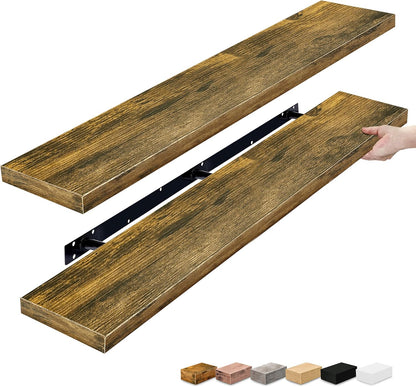 Sorbus Floating Shelves for Wall - 48 Inch Long Bathroom Shelves, Wall Decor for Bedroom, Kitchen, Living Room & Book Storage - Mounted Floating Shelf with Invisible Brackets (Maple Wood, 2 Pack)