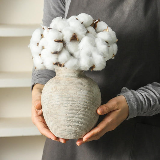 Vanselia Ceramic Flower Vase Home Decor - Small Farmhouse Table Vases Rustic Vintage Living Room Kitchen Bedroom Decorations for House Book Shelf Office Coffee Desk Dining Fireplace (6" Rustic)