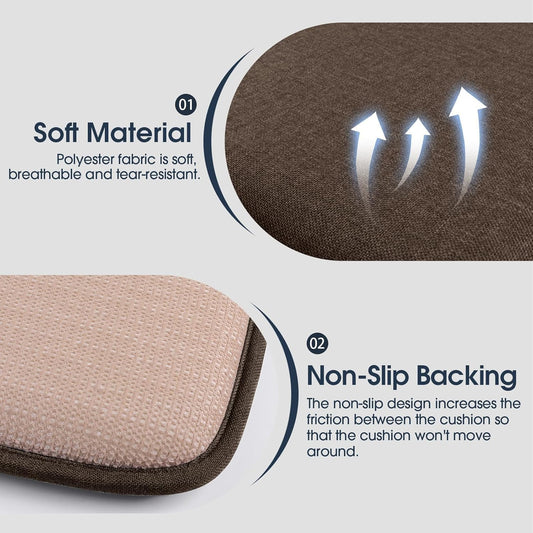 TushGuard Chair Cushions for Dining Chairs Set of 4, Soft Seat Cushions for Kitchen Chairs, Non-Slip Bottom with Ties, Comfortable Everyday Chair Pads, Grey