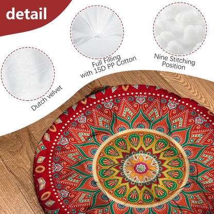 Mandala Meditation Cushion, Boho Meditation Mat, Meditation Pillows for Sitting on Floor, Cushions for Sitting in Home and Outdoor, Square Floor Pillow Cushion Seating for Yoga Accessories 22'' X 22''