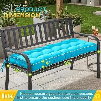 Outdoor Bench Cushion, Tufted Patio Seat Pad for Garden Bench, Porch Swing, Indoor/Outoor Furniture (Blue, 48X18X4 inch)