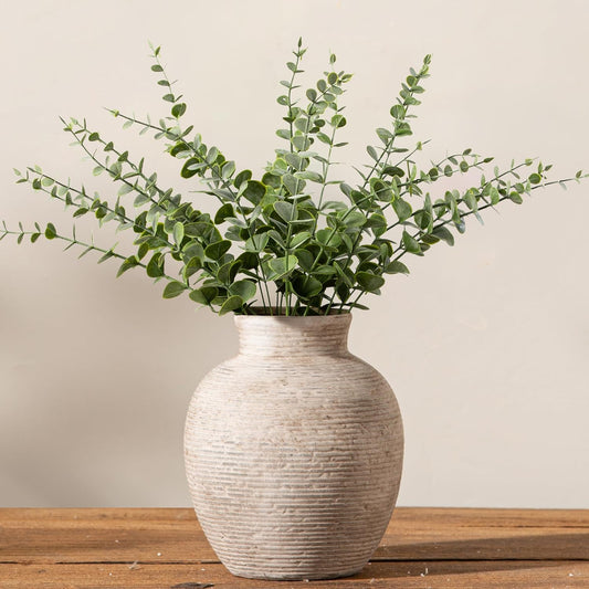 Vanselia Ceramic Flower Vase Home Decor - Small Farmhouse Table Vases Rustic Vintage Living Room Kitchen Bedroom Decorations for House Book Shelf Office Coffee Desk Dining Fireplace (6" Rustic)