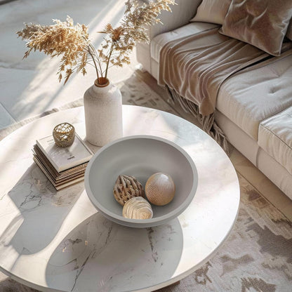 YMXYJM Large Decorative Bowl, Modern Handicraft Resin Bowls for Home Decor, Decorative Fruit Bowl for Kitchen Counter, Stylish Key Bowl for Entry Table, Artificial Stone Resin Beige