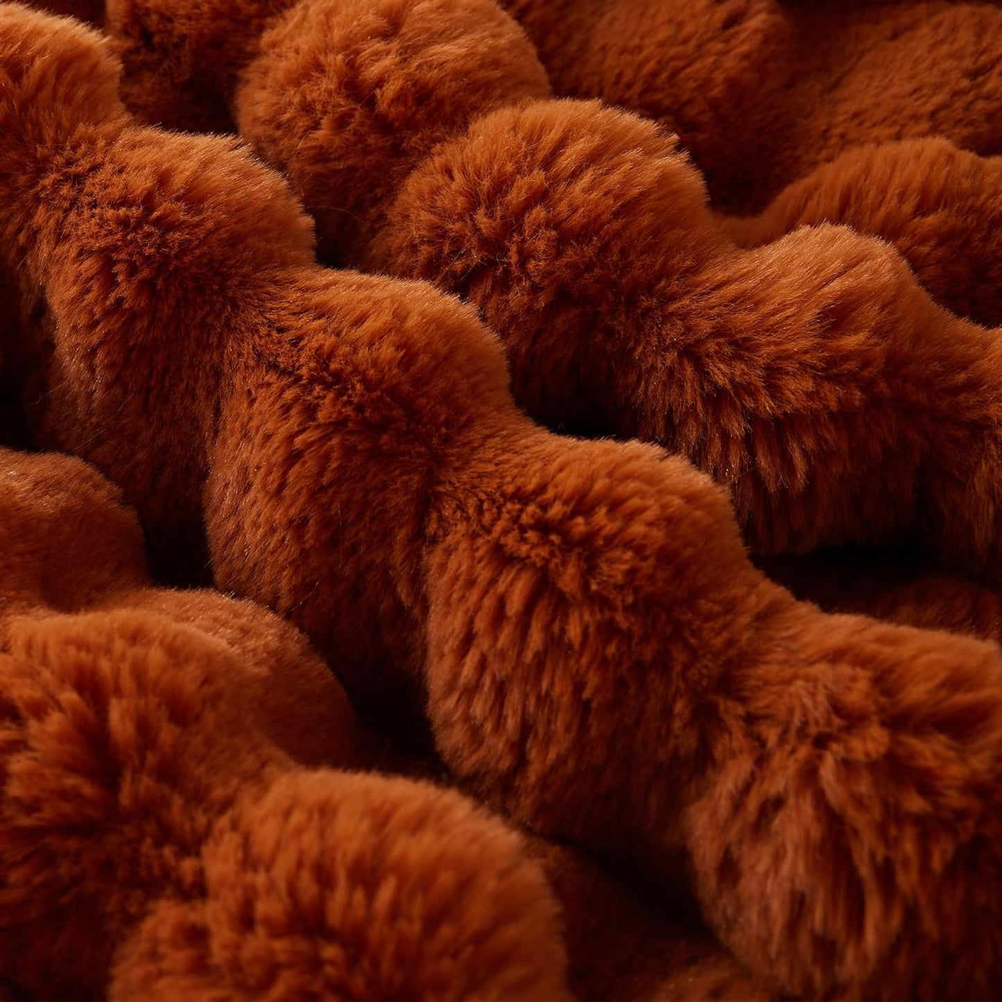 COOVA Faux Fur Throw Blanket for Couch, Cozy Soft and Fuzzy Plush Rabbit Fur Bubble Blanket for Sofa Bedroom Living Room, 50x60 Inches Tie Dye Brown