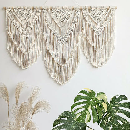 Achart Macrame Wall Hanging Large- Boho Wall Decor- large wall art- Wall Decor Living Room- Macrame Tapestry Boho Decor for Bedroom (Wooden Bead)