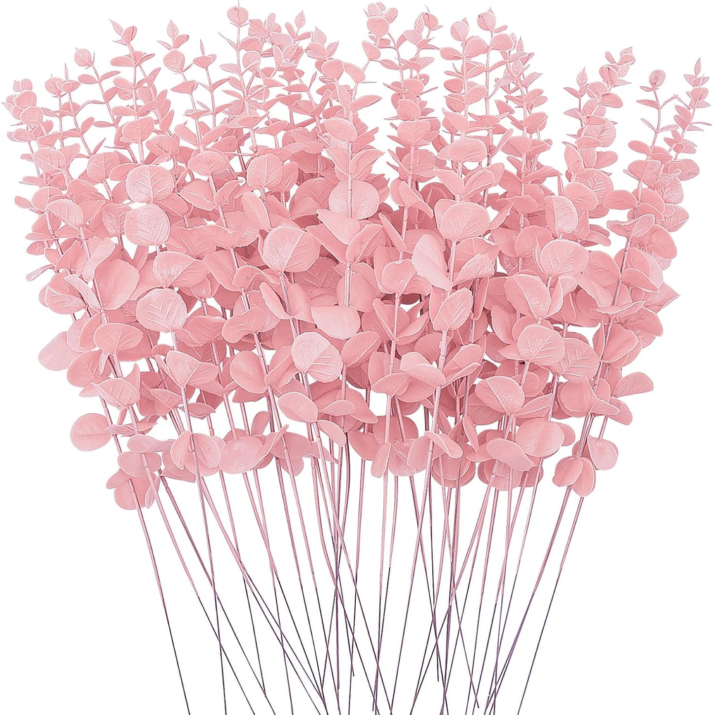 FEQO 36 Pcs Artificial Eucalyptus Stems Dark Brown Leaves Faux Eucalyptus Stems Branches 15 inch for Wedding Bouquet Home Deco