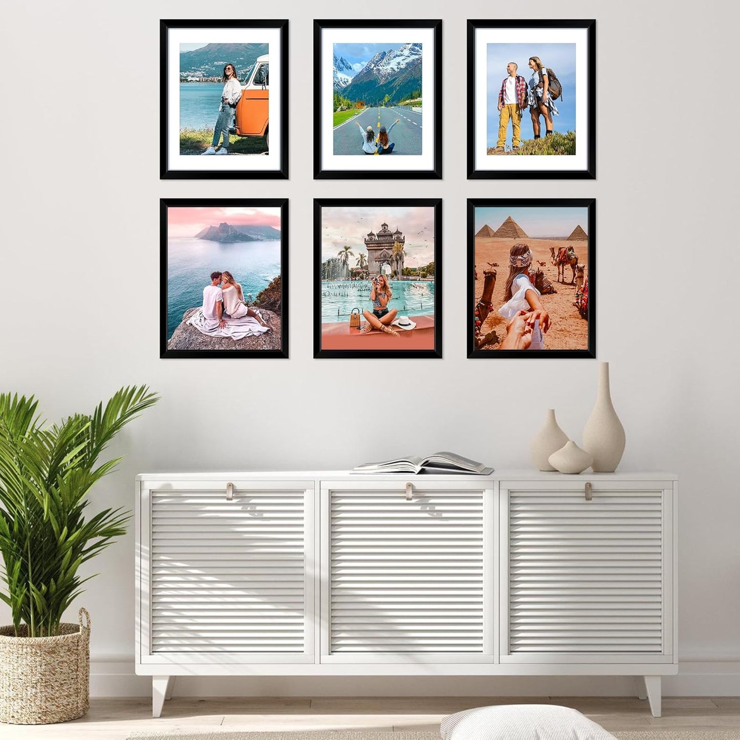 FIXSMITH 10 Pack Picture Frames Collage Wall Decor for Mounting or Tabletop Display, Gallery Wall Frame Set with Two 8x10 Black Frames, Four 5x7 Frames and Four 4x6 Frames, Multi-Pack Photo Frame Set
