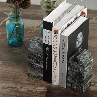 Koville African Natural Marble Bookends for Shelves, Non-Slip Book Ends, 13LBS Ultra Heavy Duty Marble Book Holder Organizer, Apartment Decor for Movies/CD/Video Games(Namib Fantasy)
