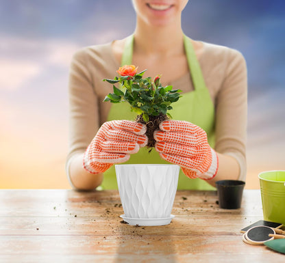 4 Inch Plant Pots, 6 Pack Indoor Flower Pots, Planters with Drainage Holes and Trays for Orchids, Violets, Succulents, Herbs, and Other Plants,Corolful