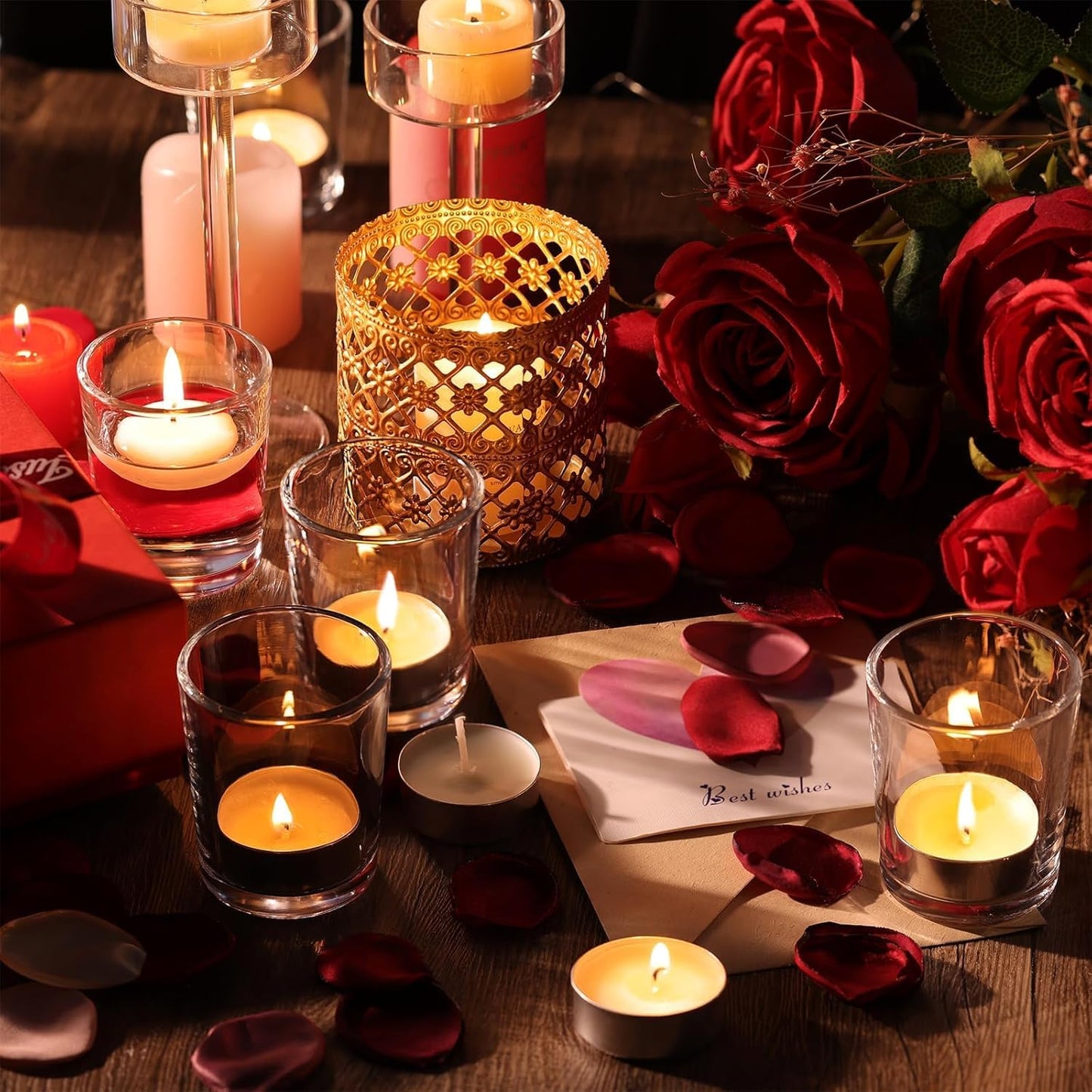Letine 36-Pack Votive Candle Holders - Clear Glass Tea Light Holders - Glass Votive Candle Holder Bulk for Wedding Centerpieces/Home Table Decor/Propose/Christmas and Spring Party Decor