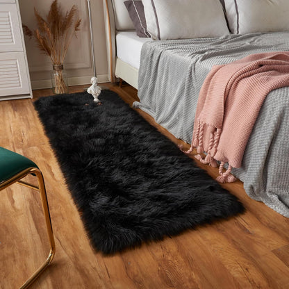 EasyJoy Ultra Soft Fluffy/Fuzzy Shaggy Area Rug Faux Fur Chair Cover Seat Pad for Bedroom Floor Sofa Living Room (2 x 6 ft Sheepskin, Beige)