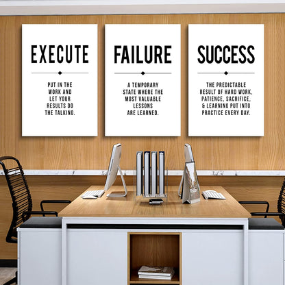 Inspirational Canvas Painting Wall Art -EPHANY ART,Mindset Quotes Prints, Success Framed Entrepreneur Poster Positive Quotes Wall Poster for Home Office Workplace (M-3pcs,12x16inchx3pcs)