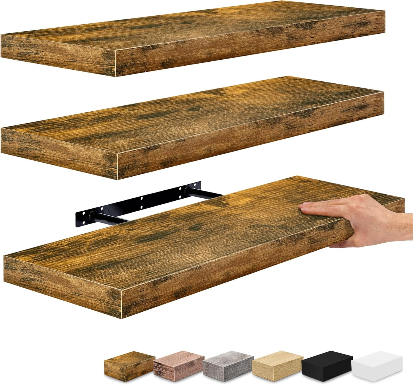 Sorbus Floating Shelves for Wall - 24" Bathroom Shelves, Wall Decor for Bedroom, Kitchen, Living Room, Home Decor & Book Storage - Mounted Floating Shelf with Invisible Brackets (White, 2 Pack)